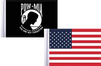 Pro Pad New 2-Pack USA, POW-MIA Motorcycle Flags 6 inch x 9 inch Exclusively