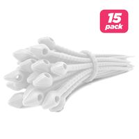 Reusable Silicone Cable Twist Ties Organizer Perfect for Cord Management, Electronics Wire Strips, Kitchen, Garden Rubber Wraps and Gear Zip Tie Straps (7 inches, Non-Velcro), 15-Pack, White