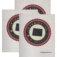 SWEDEdishcloths Swedish Dishcloth Set of 3 Each Swedish Dishcloth Badge Design - Wyoming | Eco Friendly Cleaning Absorbent Cloth Eco Friendly Cleaning Wipes