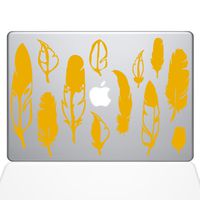 The Decal Guru Woodland Feathers MacBook Decal Vinyl Sticker - 12" MacBook - Yellow (1267-MAC-12M-SY)