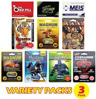 Variety Pack (3 Caps) Male Performance, Energy, Enhancement, and Endurance Bundle with Booklet