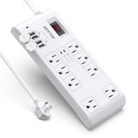 BESTEK 2,000 Joules Surge Protector with USB, Power Strips with 8 AC Outlets 15A 125V, DC 5V 4.2A 4 Smart USB Charging Ports, Long 6 Feet Heavy Duty Extension Cords, FCC ETL Listed