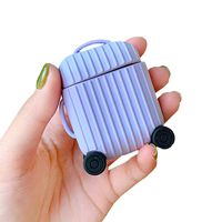 BONTOUJOUR AirPods Case, Creative Suitcase Shape Stripe Surface Silicone Case Cover Protective Skin for Apple AirPods-Purple