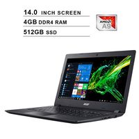 2020 Acer Aspire 3 Newest 14 Inch Premium Laptop, AMD A9-9420e up to 2.7GHz, AMD Radeon R5, 4GB DDR4 RAM, 512GB SSD, HDMI, WiFi, Bluetooth, Webcam, Windows 10 Home, Black