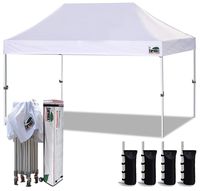 Eurmax 10'x15' Ez Pop Up Canopy Tent Commercial Instant Canopies with Heavy Duty Roller Bag,Bonus 4 Sand Weights Bags (White)