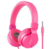 Kids Headphones, Gorsun Lightweight Stereo Foldable Wired Headsets for Kids Adults Adjustable Headband Headset for Cellphones iPhone Laptop Computer Mp3/4 Earphones(Pink)