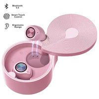 Wireless Earbuds, Bluetooth 5.0 Noise Cancelling Stereo Earphone, Waterproof Sweatproof Sport in-Ear Headphones, Touch Control Headsets with Charging Case for iPhone Android (Pink)