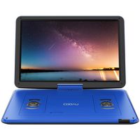 COOAU 17.9" Portable DVD Player with 15.6" Large Swivel Screen, 6 Hrs Long Lasting Built-in Battery, Region Free, Stereo Sound, with Remote Controller,SD+USB+AVin+AVout+Earphone Port. Blue