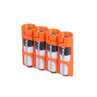 Storacell by Powerpax SlimLine AA Battery Caddy, Orange, Holds 4 Batteries