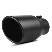AUTOSAVER88 4" Inlet Black Exhaust Tip, 4" x 6" x 12" Universal Black Coated Finish Stainless Steel Diesel Exhaust Tailpipe Tip,Bolt/Clamp On Design.