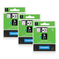 Equivalent Dymo D1 45010 S0720500 Black on Clear Label Tape 1/2'' W x 23' L Compatible with DYMO LabelManager 280 LabelManager 160 LabelManager 360D LabelWriter 450 Duo / 3-Pack