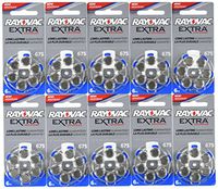60 Rayovac Extra Mercury Free Hearing Aid Batteries Size: 675 + Battery Holder Keychain Kit