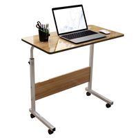 DlandHome Mobile Side Table 31.4 Inches w/Wheels Adjustable Movable Portable Laptop Computer Stand for Bed Sofa, Oak, 05-1