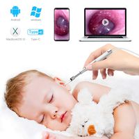 Mini Otoscope-USB Ear Camera, Anykit 3.9 mm Diameter Visual Digital Otoscope with 6 LED Lights and Earwax Removal Tool for Adult & Children, Compatiable with Android, Windows & MacBook