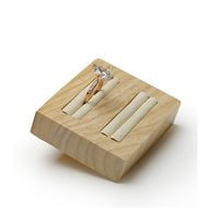 Oirlv Solid Wood Jewelry Display Stand Rings Earrings Holder Showcase Microfiber Surface (Creamy-White)