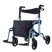 MEI Walker Elderly, Disabled, 4 Wheels, Easy Wheelchair, Crutches, Disabled, Auxiliary, Leg Exercise, Walking Aid, Trolley, Walker, Portable, Collapsible