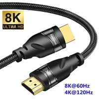 CABLEDECONN 8K HDMI Copper Cord Real UHD HDR 8K 48Gbps,8K@60Hz 4K@120Hz Support HDCP 3D HDMI Cable for PS4 SetTop Box HDTVs Projectors 0.5M