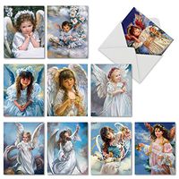 The Best Card Company - 10 Blank Religious Note Cards (4 x 5.12 Inch) - Assorted Bulk Greeting Card Set - Angelicards M6490OCB