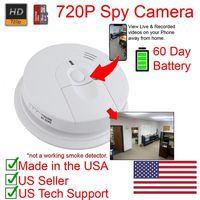SecureGuard 60 Day Battery Powered WiFi Smoke Detector Fire Alarm Spy Camera (60 Day Battery, 16GB SD)