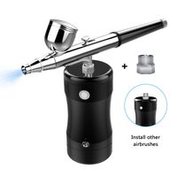 ROADTEC Airbrush Kit with Mini Air Compressor, Portable Handheld Airbrush Set, Rechargeable Cordless Airbrush Gun for Makeup, Cake Decorating, Model Coloring, Tattoo, Nail Art, Face Paint, Black