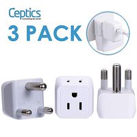 Ceptics South Africa, Namibia Travel Adapter Plug with Dual Usa Input - Type M - Ultra Compact - Safe Grounded Perfect for Cell Phones, Laptops, Camera Chargers and More 3 Pack (CT-10L)