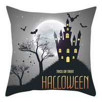 Bosji (17.72" x 17.72") Pillow Covers,Happy Halloween Decoration Bat Ghost Castle Throw Pillowcase Bedroom Decor Cloth Printed Zipper Sofa Pillow Case
