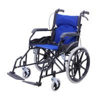 Adult Portable Wheelchair Folding Easy to Carry Elderly Disabled People Non-Slip Wear-Resistant Shock-Absorbing Push-Type Self-propelled Walker (Color : Blue)