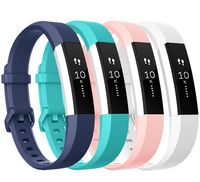Tobfit Compatible with Alta Bands, 4 Pack, Soft TPU Classic Accessories Replacement Bands Compatible with Alta HR/Ace, Small Large (Large, Teal/Blue/Pink/White)