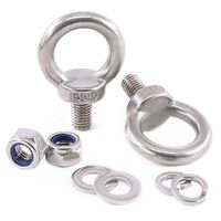 Glarks 8Pcs M12 Heavy Duty Screw Bolt, 304 Stainless Steel Male Thread Machinery Shoulder Lifting Ring Eye Bolt with Lock Nuts/Lock Washers/Flat Washers Set