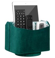 HofferRuffer Remote Caddy, Rotating Remote Control Holder, Spinning Remote Control Holder, Remote Caddy, Nice Velvet Media Storage Organizer, 7.3X 5.5 x 6 inches, Elegant Green Velvet