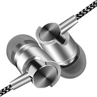 Tuscom Universal 3.5mm in-Ear Stereo Wired Earbuds Earphone with 1.2M Knitted Cable,Built-in Hands-Free Microphone, (Silver)