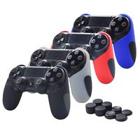 Skin Compatible for PS4 Controller Pandaren Soft Silicone Thicker Half Skin Cover Grip for PS4 /Slim/PRO Controller (Skin X 4 + Thumb Grip X 8)(Black,White,Red,Blule)