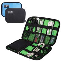 YuCool Cable Organizer Electronics Accessories Case, 2 Pack Portable Travel Bag for Hard Drive, USB, Phone Charger, Charging Cable, Power Bank - Black, Blue