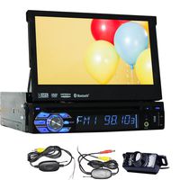 Free Wireless Rearview Backup Camera + 1 Din GPS Navigation in Dash Car Stereo Headunit Deck 7 Inch Touchscreen Radio AM FM Bluetooth Steering Wheel Control Car Audio CD VCD VCD MP3 Player SD USB