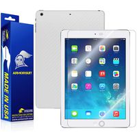 ArmorSuit MilitaryShield White Carbon Fiber Skin Back Protector Back Film + Screen Protector Max Coverage MilitaryShield Screen Protector for Apple iPad Air - HD Clear