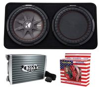Kicker 43TCWRT122 1000W 12" 2-Ohm Slim Shallow Subwoofer+Box+Amplifier Car Kit