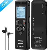 Digital Voice Recorder for Lectures - EVIDA 16GB Voice Activated Audio Recorder Long Battery Dictaphone Recording Device with Playback