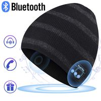 Bluetooth Hat Beanie for Mens Gifts, Music Hat with Wireless Bluetooth V5.0 Winter Hat Built-in HD Stereo Speakers & Microphone with Rechargeable USB for Winter Fitness Outdoor Sports (Classic Stripe)