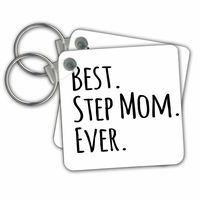 3dRose Best Step Mom Ever Gifts for Family and Relatives Stepmom Stepmother Good for Mothers Day Key Chains, Set of 2 (kc_151543_1)