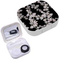 Portable Contact Lens Case Box Travel Kit Mirror + Bottle + Tweezers Container Holder [ Tuberose Branches Medicinal ]
