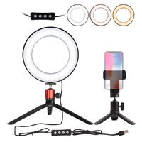 Nugilla LED Ring Light 6" with Tripod Stand for YouTube Video and Live Stream/Makeup, Mini LED Camera Light with Cell Phone Holder Desktop LED Lamp with 3 Light Modes & 11 Brightness Level