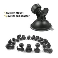 1 Dash Cam Mount Suction Mount Holder with 15 Swivel Ball Adapters,Vehicle Video Recorder Windshield & Dashboard Car Dash Camera Mount Holder Mirror Mount for Dash Cam Car DVR GPS