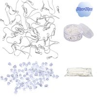 200PCS Hypoallergenic Bead & Spring Surgical Stainless Steel Earring Hooks With 200pcs Earring backs For Jewelry Making DIY (Silver).