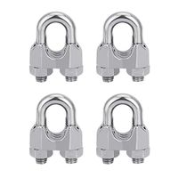 Wire Rope Clip CODIRATO 3/8 inch Wire Rope Clamp M10 Stainless Steel Wire Cable Clamps - 4 Pcs, Silver