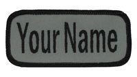 Name Patch Uniform Work Shirt Personalized Embroidered Black Border-Graphite. Sew on.