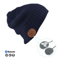 VZ SPORT MATE Bluetooth Hat Beanie Wireless Headphone Cap Rechargeable Bluetooth V5.0 Knit Beanie for Sports Wireless Musical Headset Bluetooth Cap Hands-Free_Blue