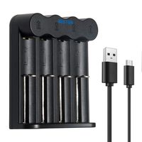 BESTON 18650 Battery Charger Compatible with 3.7V Li-ion IMR INR 14500 14650 18350 18500 18650 20700 21700 26650 Battery Charger (4 Slot Smart USB Battery Charger)