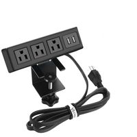 Desktop Edge Power Strip, Removable Clamp Power Outlet Socket with USB Port, 6.5 ft Extension Cord Connect 3 Plugs for Home Office Reading