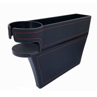 LucklyJone Car Seat Gap Filler, Leather Console Side Pocket, Car Seat Pocket Organizer Catcher Caddy for CellPhones Wallet Coin with Cup Holder Black (Passenger Side)