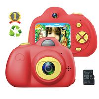 FEEYEA Kids Camera for Girls or Boys - Shockproof Kid Digital Camera with Soft Silicone Shell and HD Screen for Outdoor Play , Great Gift for 4-8 Year Old Girls (32G TF Card Included) (RED)
